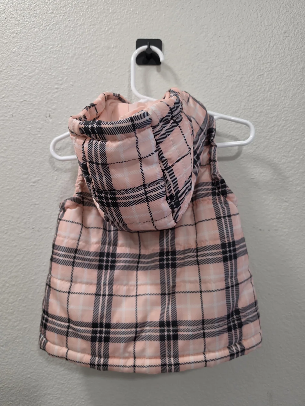 dip Toddler Pink and Black Plaid Quilted Puffer Vest - Picture 3 of 3
